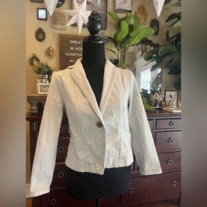 Anthropologie Cartonnier Light Blue Denim Blazer with Button Detail